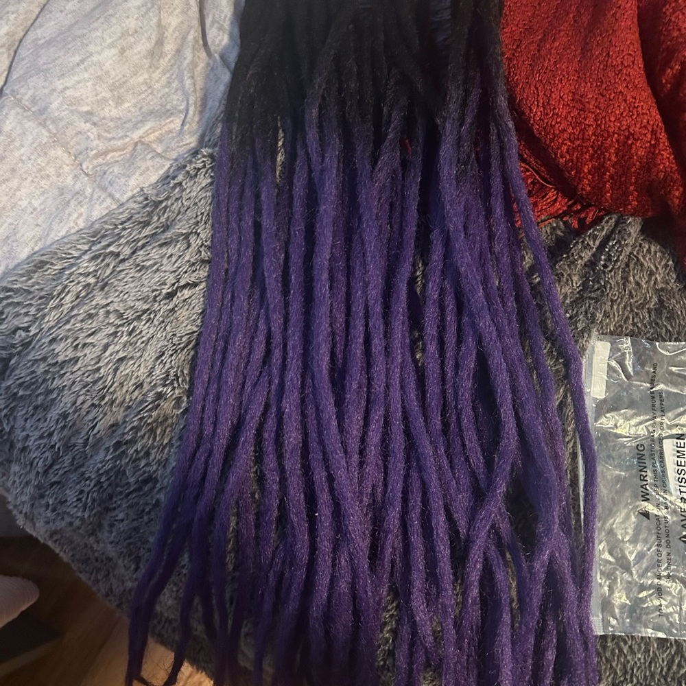 Purple and Black Dreadlock Extensions 24”